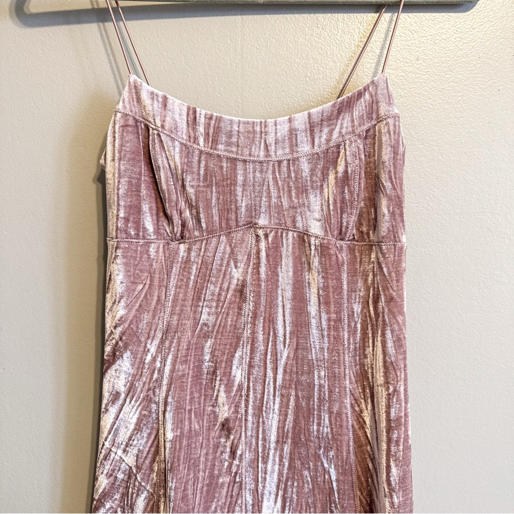 Wild Fable Pink Crushed Velvet Slip Dress Spaghetti Strap Size Small - Picture 2 of 5